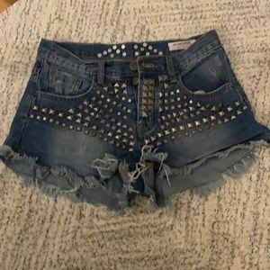 One Teaspoon Studded Denim Short